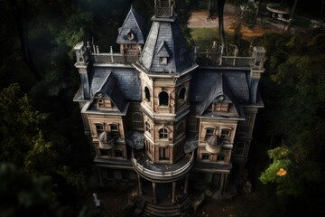 Canvas Print - Haunted mansion architecture building outdoors.