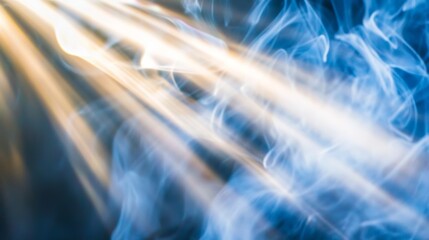 Poster - Black and white smoke intertwining with light rays, creating a dramatic visual effect that enhances the sense of mystery and depth in the atmosphere