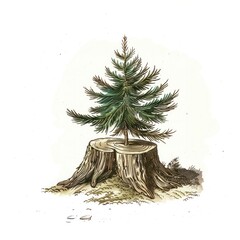 Wall Mural - Tree growing from tree stump