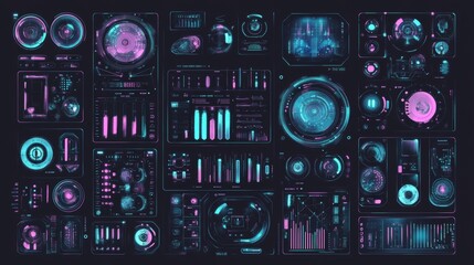 Poster - Sci Fi Modern User Interface Elements. UI, UD. UI for game backgrounds. Technology backgrounds. Digital data. Stock footage.
