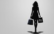 © Vladislav - A black silhouette of a woman walking with shopping bags, with 'Black Friday' written on the bag, against a white background.