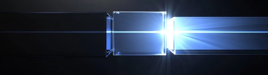 Poster - Blue interface frame with holographic glow design on transparent background