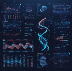 Poster - A modern futuristic interface with holographic elements. Set of infographic elements.