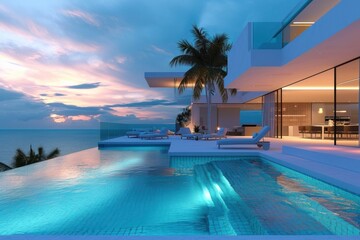 Wall Mural - modern home with a pool architecture building outdoors.