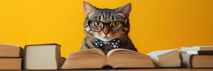 Canvas Print - A Cat Reading a Book