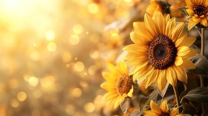 Poster - Golden Sunflowers in a Summer Field