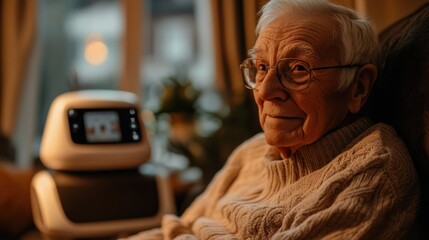 Canvas Print - Elderly Man in a Cozy Setting