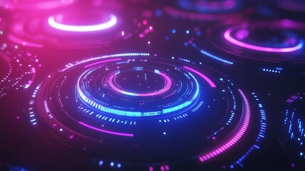 Poster - Stylish control mechanism on a net background. 3D rendering of abstract round radar concept in blue color.