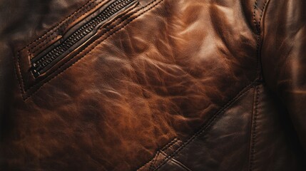 Sticker - Close-Up of Brown Leather Jacket Texture