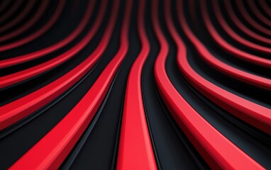 Poster - Abstract design featuring dynamic red and black wavy lines, creating a sense of movement and elegance, perfect for modern backgrounds or textures.