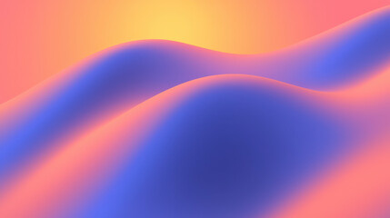 Poster - Abstract landscape with smooth, flowing curves in vibrant pink and blue hues, evoking a sense of calm and tranquility.