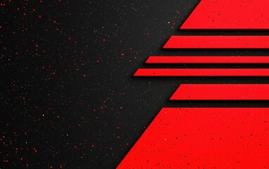 Poster - Abstract geometric design featuring bold red shapes against a textured black background, creating a dynamic and modern visual impact.