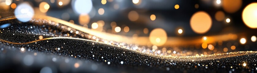 Poster - A stunning close-up of shimmering sparkles and lights against a dark backdrop, perfect for conveying elegance or celebration in design.