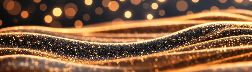 Poster - Stunning close-up of shimmering golden waves, capturing the essence of luxury and elegance. Perfect for backgrounds and artistic projects.