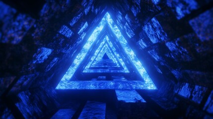 Poster - Using blue technology as the background and a triangular tunnel texture for the futuristic concept.