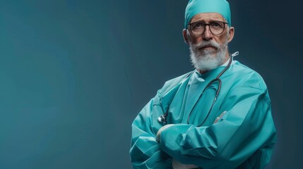 Aufkleber - A man in a blue scrubs is standing in front of a blue background