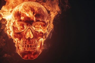 Poster - A fiery skull engulfed in flames, symbolizing danger and the intensity of fire. A striking image perfect for themes of beauty and destruction.