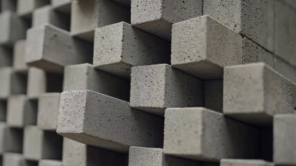 Poster - Close-up of textured concrete blocks arranged in an artistic pattern, showcasing modern industrial design and construction materials.