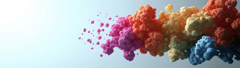 Poster - A vibrant explosion of colorful smoke billowing in various shades, creating a captivating visual impact against a light background.