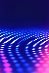 Poster - Vibrant abstract light pattern with colorful dots creating waves, perfect for backgrounds, design projects, or digital art presentations.