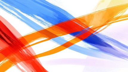Poster - Vibrant abstract brush strokes in red, blue, and orange create a dynamic visual impact, perfect for modern art, design, and creative projects.