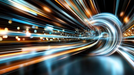 Poster - an abstract representation of speed and motion with vibrant light trails creating a dynamic and ener