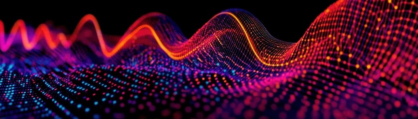 Poster - Colorful abstract waves create a dynamic visual impact, combining vibrant hues for a stunning display of light and movement.