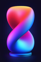 Poster - A modern, colorful lamp featuring an abstract twist design, radiating vibrant hues of blue, pink, and orange against a dark background.