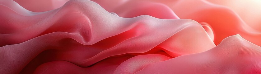 Poster - Elegant pink silk fabric drapes softly, creating a delicate, luxurious texture. Ideal for fashion, design, and decorative use.