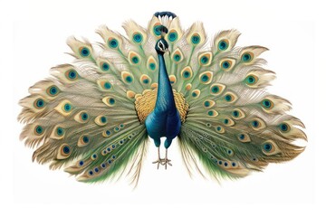 Canvas Print - A peacock drawing feather animal.