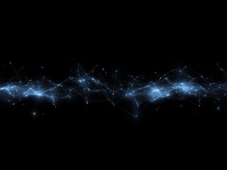 Poster - A digital network connected by abstract lines on a blue background.