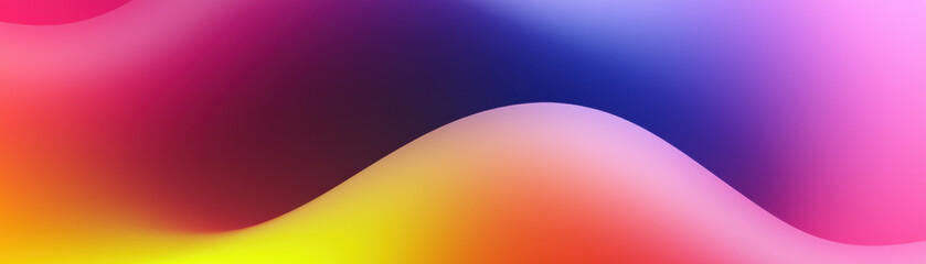 Poster - Vibrant abstract wave pattern showcasing smooth gradients in bold hues of pink, purple, and yellow, ideal for creative projects and backgrounds.