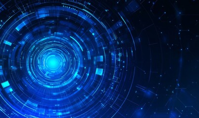 Poster - HUD user interface of an abstract futuristic round glowing technology sci fi background.