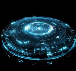 Poster - Blue hologram hud circle on transparent light blue background