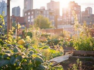 Canvas Print - Community Urban Garden Promoting Sustainable Living and Local Food Production