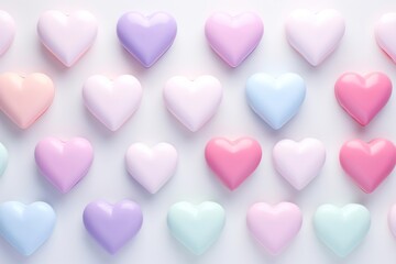 Canvas Print - Pastel 3d cute heart pattern arrangement backgrounds.