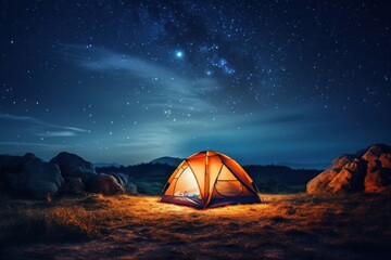 Poster - Camping tent landscape outdoors.