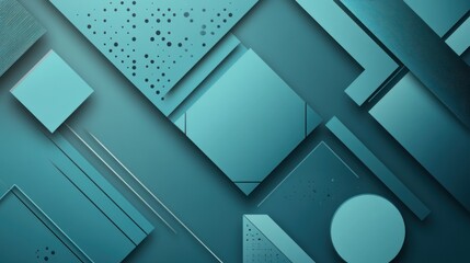 Poster - Abstract Geometric Pattern with Teal Shapes and Dotted Textures