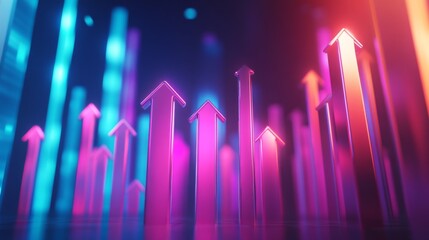 Poster - Vibrant Growth Arrows in Stylish Digital Space