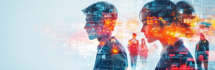 Futuristic Business Team With Digital Interface Overlay