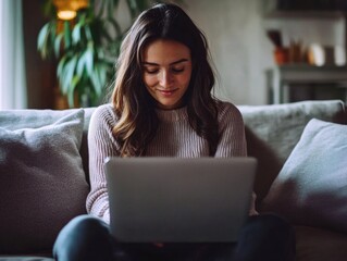 Sticker - Woman on Laptop in Home Environment