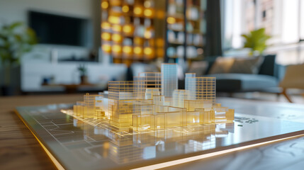 Poster - real estate development business visualization through the virtual display of 3d blue prints of a real estate project