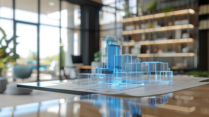 Poster - real estate development business visualization through the virtual display of 3d blue prints of a real estate project