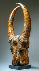 Sticker - Fossil Skull of an Extinct Animal with Large Horns