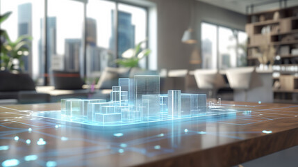 Poster - real estate development business visualization through the virtual display of 3d blue prints of a real estate project