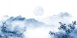© peacefy - A serene landscape featuring mountains and trees, painted in soothing blue tones, creating a peaceful and tranquil ambiance.