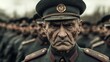 © Darya - The aged commander, wearing an ornate military uniform, gazes intensely at his assembled troops, conveying a sense of authority and experience in a solemn atmosphere