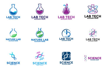 Wall Mural - Set of Lab and Science logo design vector template