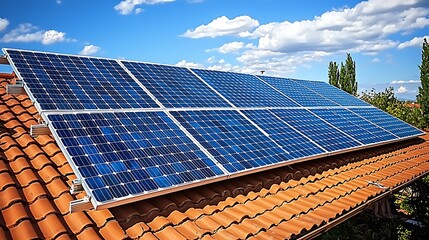 Poster - Solar Panels Being Installed on Rooftop for Clean Energy Project