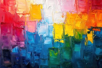 Canvas Print - Abstract colorful background with palette knife texture painting canvas art.